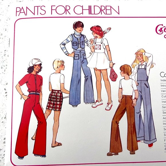 Creative Patterns F4 Pants Wide Leg Overalls Childrens Waist 30 - 35 Uncut 1975 - Picture 1 of 10